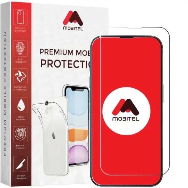 Mobitel Tempered Glass Clear Screen Protector for iPhone 15, iPhone 15 Pro, and iPhone 16